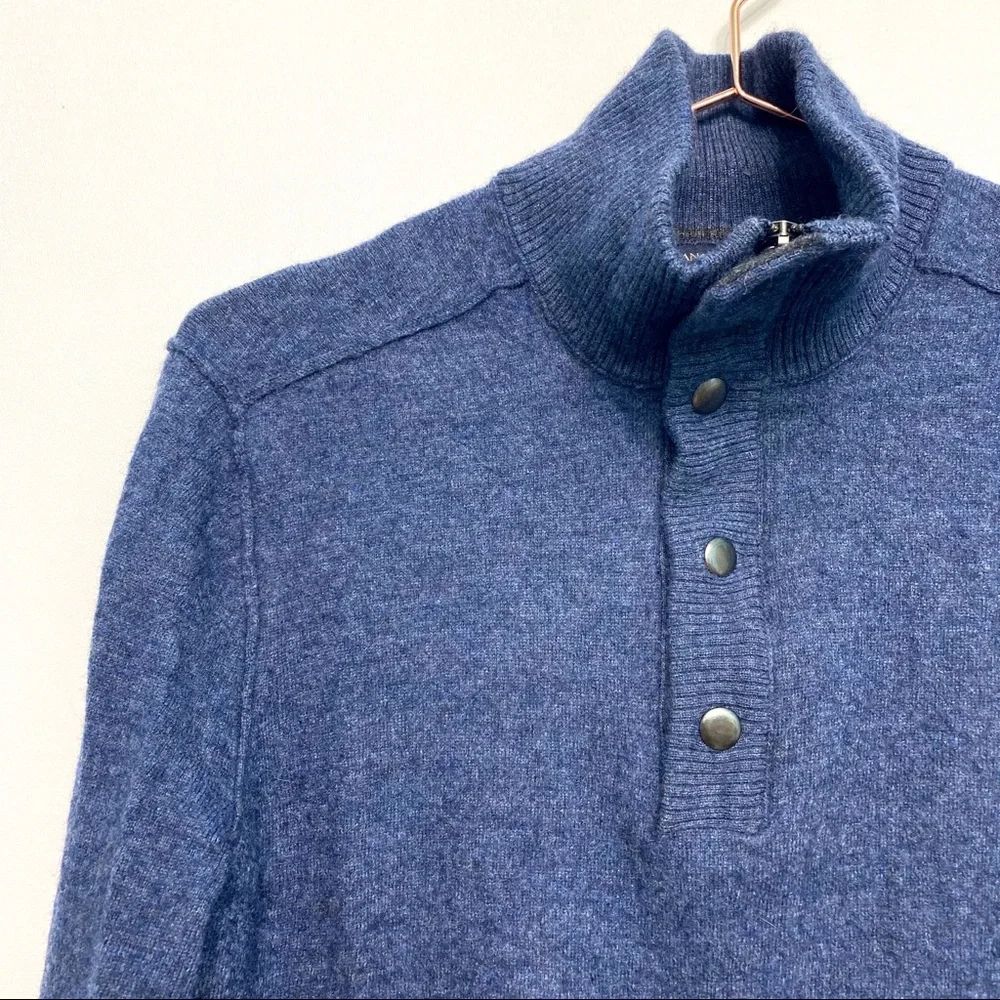 banana republic | navy merino wool ¼ zip pullover l